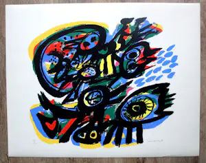 Anton Rooskens - litho: compositie met vogels - 1976 kopen? Bied vanaf 395!