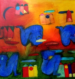 Susan Schildkamp - Gemengde techniek op papier: Draadloos verbonden - 1994 kopen? Bied vanaf 95!