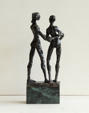 Inka Klinckhard - Bronzen beeld: Adam en Eva met appel, jaar onbekend kopen? Bied vanaf 200!