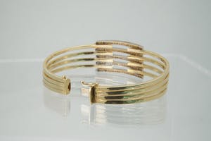 1232 - Elegante 14 karaats gouden Bicolor unisex armband - open model - gekeurd kopen? Bied vanaf 330!