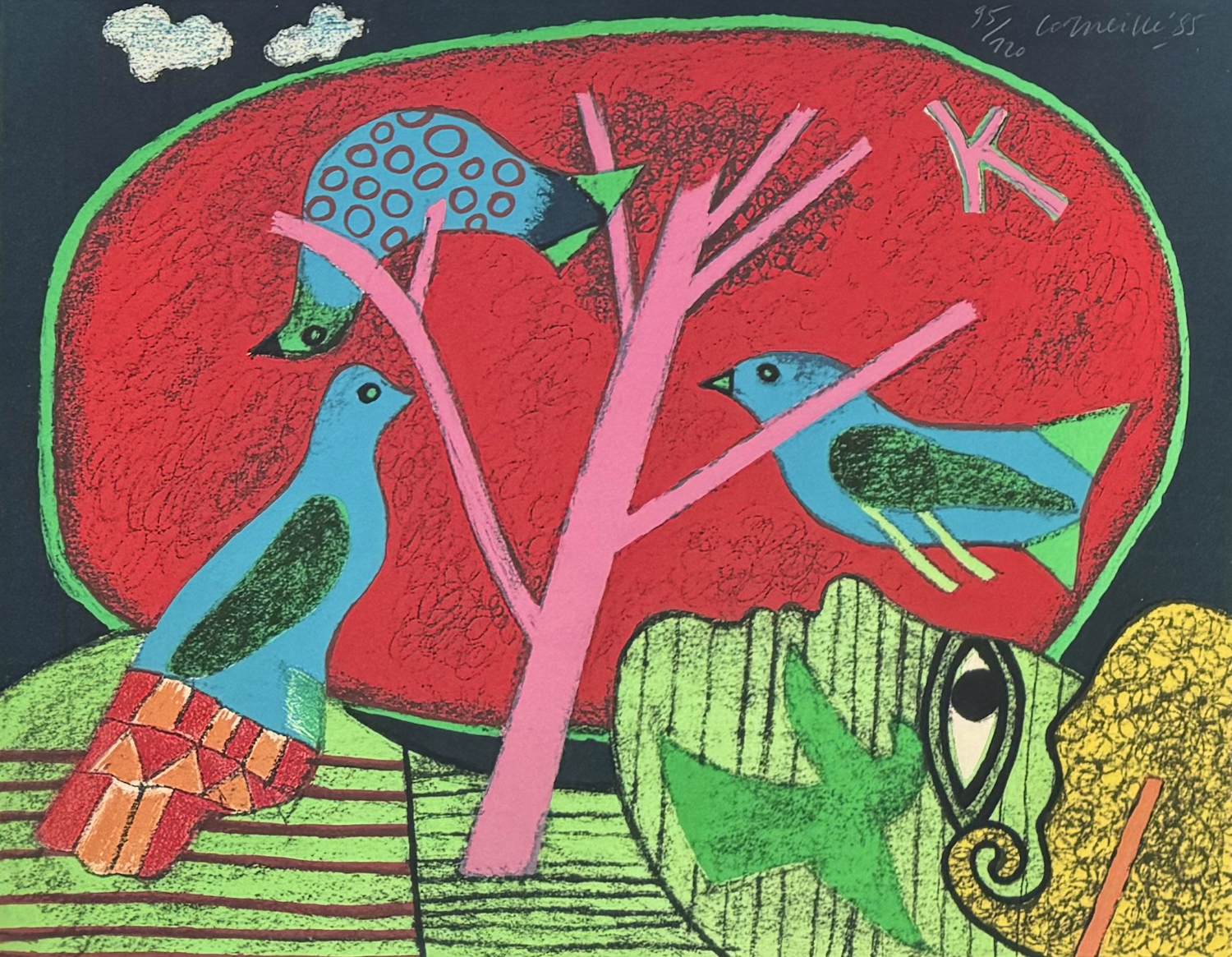Corneille - handgesigneerde kleurenlitho | l'Arbre rouge' | 1985 kopen? Bied vanaf 350!