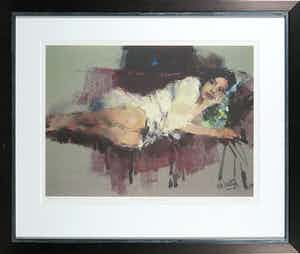 Rob Houdijk - Offset-litho, Op de sofa - Ingelijst verkocht voor € 40!