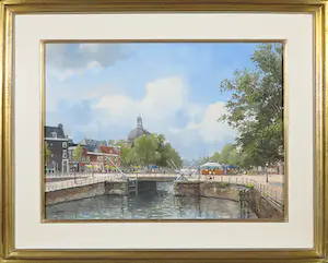 Gert-Jan Veenstra - Olieverf op doek, Gezicht op de Koepelkerk te Amsterdam - Ingelijst kaufen? Bieten Sie von 200!
