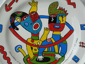 Clemens Briels - Wandbord , Schaal , Friendship is the Vehicle… - Ø 37 cm - 1998 kopen? Bied vanaf 1!