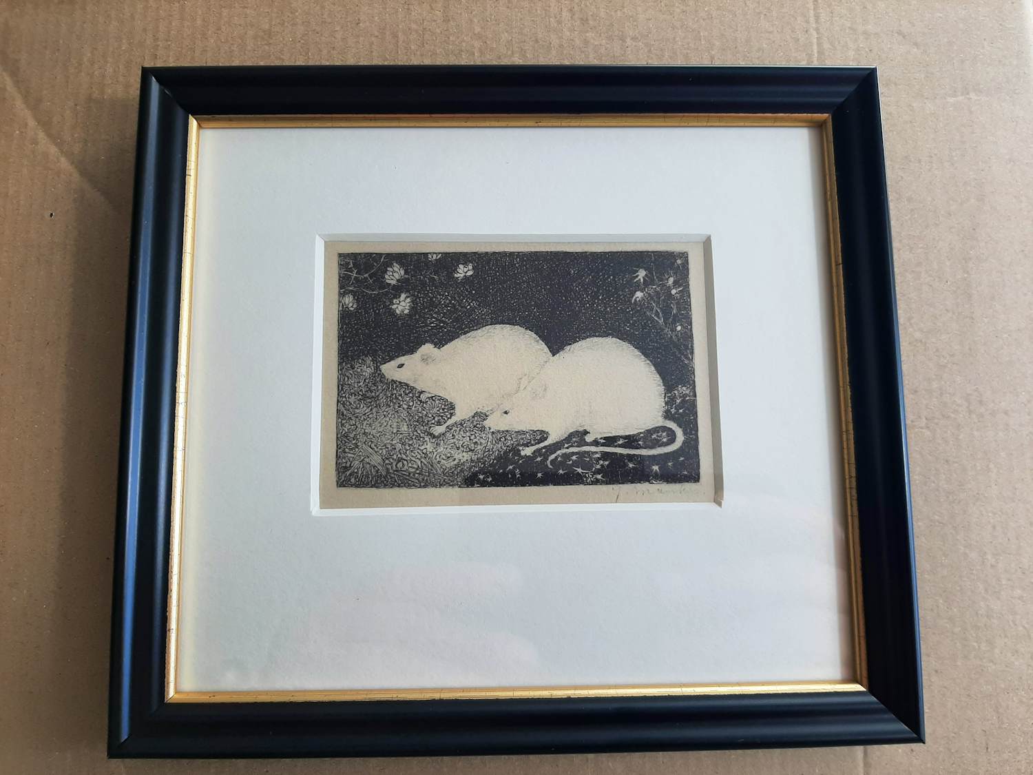 Jan Mankes - Originele Heliogravure Twee Muizen 1923 verkocht voor € 100!