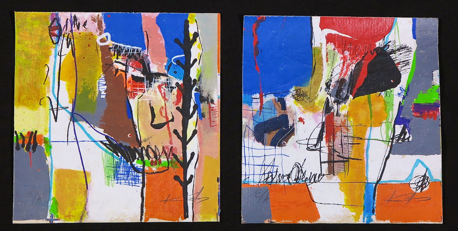 Kantcho Kanev - Set van 2 zeefdrukken, Abstracte compositie kopen? Bied vanaf 50!