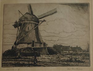 Jan Poortenaar - 2 x Ets , Molen en Kasteel – gesigneerd – ca 1930 kopen? Bied vanaf 35!