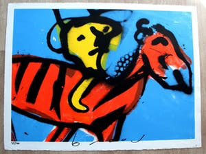 Herman Brood - Herman brood - zeefdruk: Zebra kopen? Bied vanaf 150!