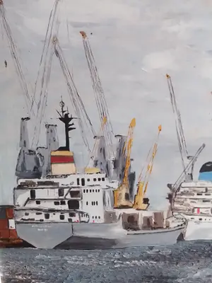 Niet of onleesbaar gesigneerd - Havenzicht met schepen aan de kade kopen? Bied vanaf 1!