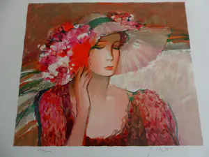 Buy Sachiko Imai - Litho, 'vrouw met de rode jurk'? Bid from 40!