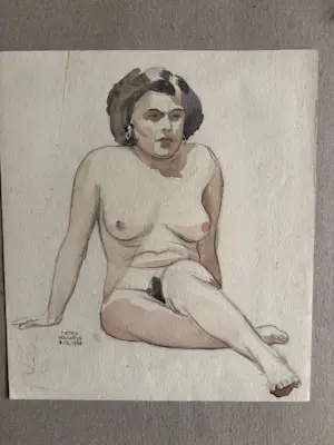 Pieter Pouwels - zittende naakte vrouw kopen? Bied vanaf 45!