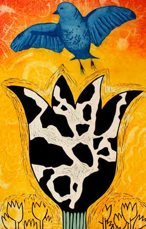 Eliza Kopec - Ets/Aquatint en Houtdruk: Koetulp verkocht voor € 55!