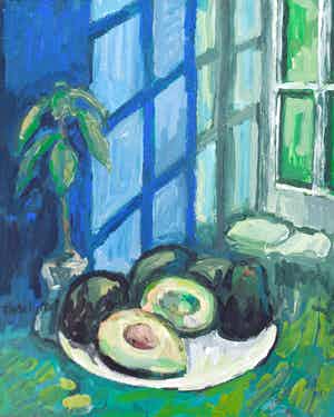 Tanja Koelemij - Avocados on a plate verkocht voor € 70!