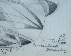 Theo Beerendonk - Potloodtekening op papier | '27 juli 1972 | 1972 kopen? Bied vanaf 60!