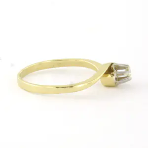 14k bicolour gouden solitair ring met briljant geslepen diamant tot. 0.10ct kopen? Bied vanaf 260!