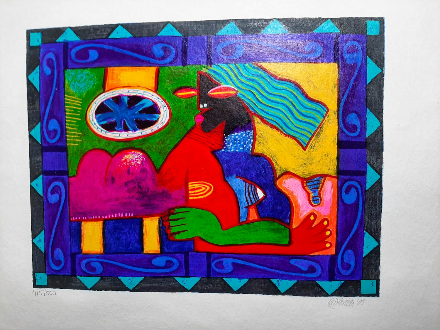 Clemens Briels - Zeefdruk op geschept papier, Mujer pelo azul kopen? Bied vanaf 40!