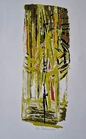 Wally Elenbaas - 1960 - kleuren lithografie "abstract" -zeer kleine oplage (12)- gesigneerd verkauft für € 71!