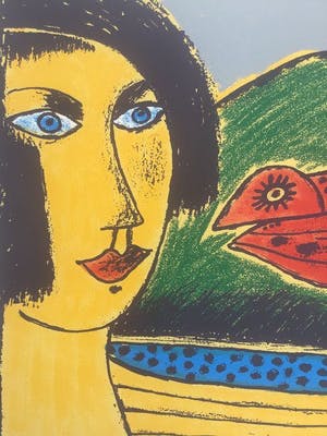 Corneille - "Femme et oiseau rouge" kopen? Bied vanaf 125!