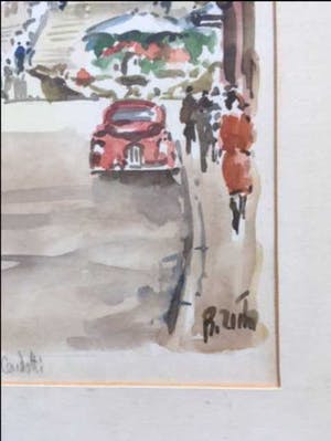 Niet of onleesbaar gesigneerd - Roma - 2x aquarel, in lijst kopen? Bied vanaf 1!