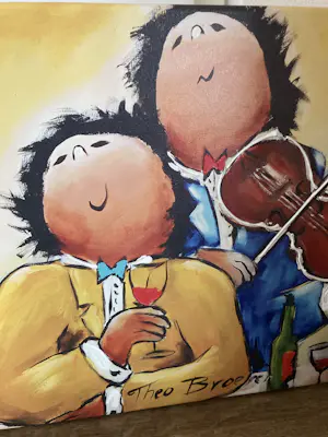 Theo Broeren - Glicée met acryl op doek ‘ Samen Feest (2) ‘ kopen? Bied vanaf 80!