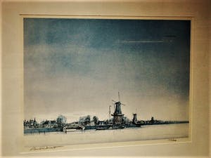 Ciano Siewert - Rotterdams Graficus - "Hollands landschap met Boeing" (in opdracht van KLM) kopen? Bied vanaf 30!