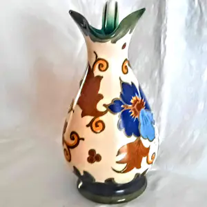 Plateelbakkerij Zuid-Holland - Keramikkrug Keramikvase Art Deco Modell 4812 Dekor "Godelin" 50er Jahre kaufen? Bieten Sie von 60!