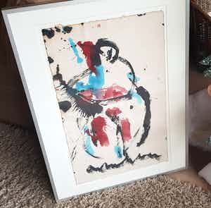 Anton Heyboer - gemende techniek, vrouw op dik molen papier verkocht voor € 199!