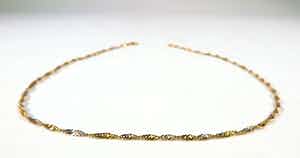 14K Goud - Bicolor Singapore-schakel collier verkocht voor € 170!