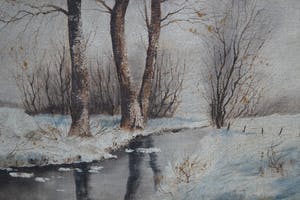 Niet of onleesbaar gesigneerd - Hollandse school (20ste eeuw) - Winters landschap - Olieverf op doek kopen? Bied vanaf 10!