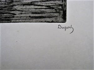 Pieter Dupont - Zeldzame & grote Amsterdam- Ets "Bedrijvigheid aan het Damrak" potloodgesignrd kopen? Bied vanaf 49!