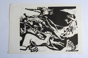 Karel Timmerman - De zondvloed III '68 - gesigneerde linodruk kopen? Bied vanaf 1!