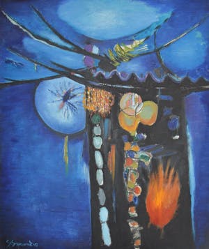 Gérard Grassère - Olieverf - 'Diverse geluiden, ruimteschip, bijen, vuur, sirene, enz.' kopen? Bied vanaf 300!