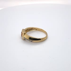 18kt gouden diamanten ring+citrien, maat 58,18,50, 3,70 gr kopen? Bied vanaf 170!