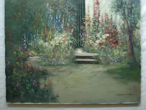 Friedrich Adolf Apfelbaum - Olieverf op doek , Romantische Tuin – 80 x 70 cm – ca. 1950 kopen? Bied vanaf 100!