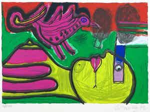 Corneille - Zeefdruk, Le reveil verkocht voor € 150!