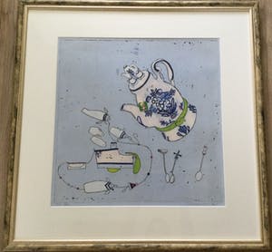 Ellen van Toor - Thee | kleurenets met inkt - ingelijst kopen? Bied vanaf 55!