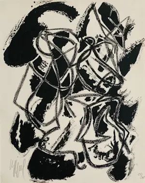 Karel Appel - abstracte compositie nr 6 ( Der Spiegel , KÖln, 1961) met nieuwe lijst! kopen? Bied vanaf 625!