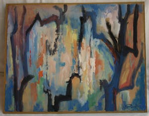 Klaas Pijlman - Olieverf op papier , Bos – 1968 kopen? Bied vanaf 35!