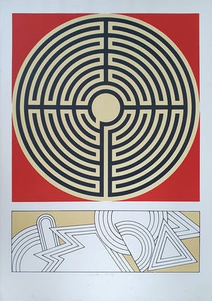 Lucio del Pezzo - Geometrisch abstracte compositie, litho kopen? Bied vanaf 50!