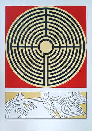 Lucio del Pezzo - Geometrisch abstracte compositie, litho verkocht voor € 50!