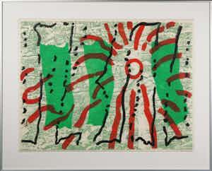 Jef Diederen - Houtsnede, Zonder titel - Ingelijst verkocht voor € 1!