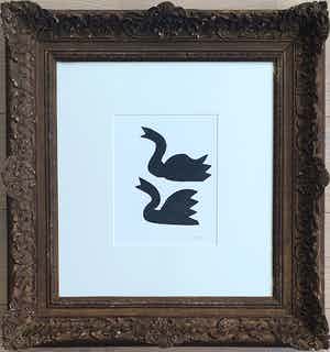 Klaas Gubbels - Twee zwanen - Nieuw ingelijst verkocht voor € 335!