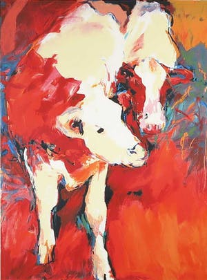 Gerda Elfring - Zeefdruk, Twee koeien - Ingelijst kopen? Bied vanaf 50!