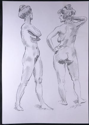 Jan Sluijters (jr.) - Potlood op papier, Poserende naakten kopen? Bied vanaf 1!