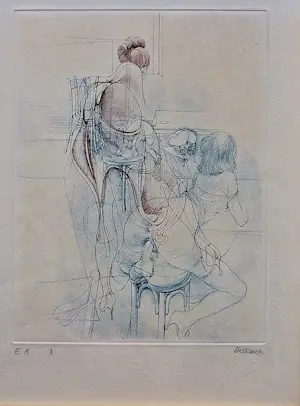 Hans Bellmer - Intrigerende - Epr. d'Artiste- handgekleurde erotische Ets "Phallus" gesigneerd kopen? Bied vanaf 84!