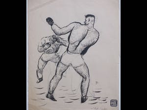 Herman Bieling - Boksgevecht - Pentekening kopen? Bied vanaf 35!