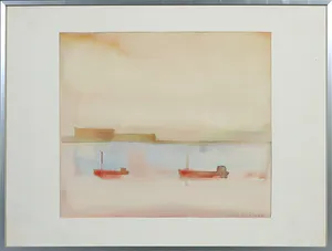 Trees Suringh - Aquarel, Rivier I - Ingelijst kopen? Bied vanaf 1!