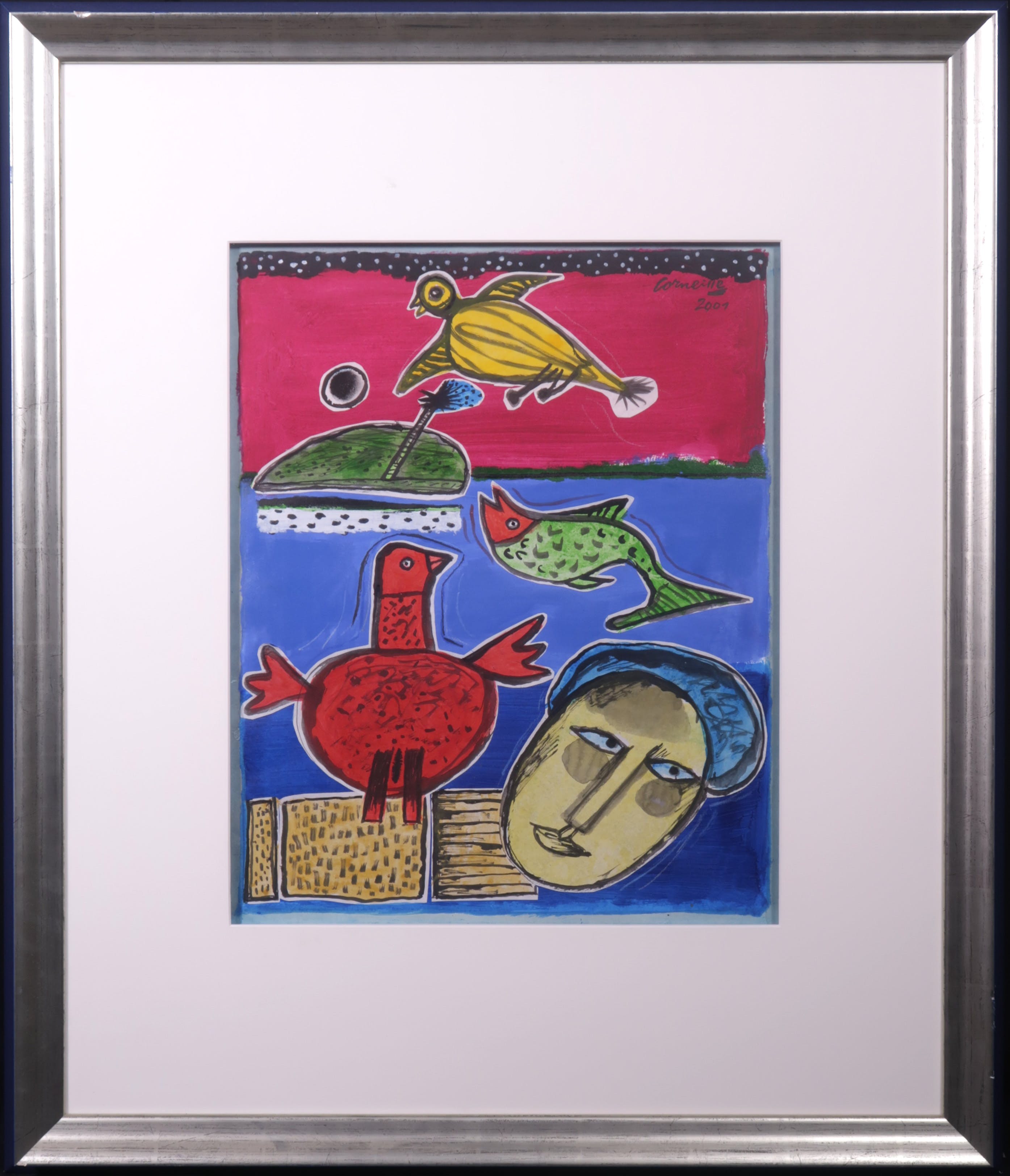 Corneille - Set: Gemengde technieken (origineel) met bijbehorende kleurenlitho - Ingelijst kopen? Bied vanaf 2500!