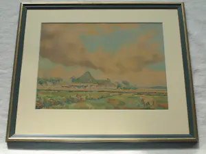 Ad Blok van der Velden - Ingelijste aquarel , Landschap Texel - 1947 kopen? Bied vanaf 250!