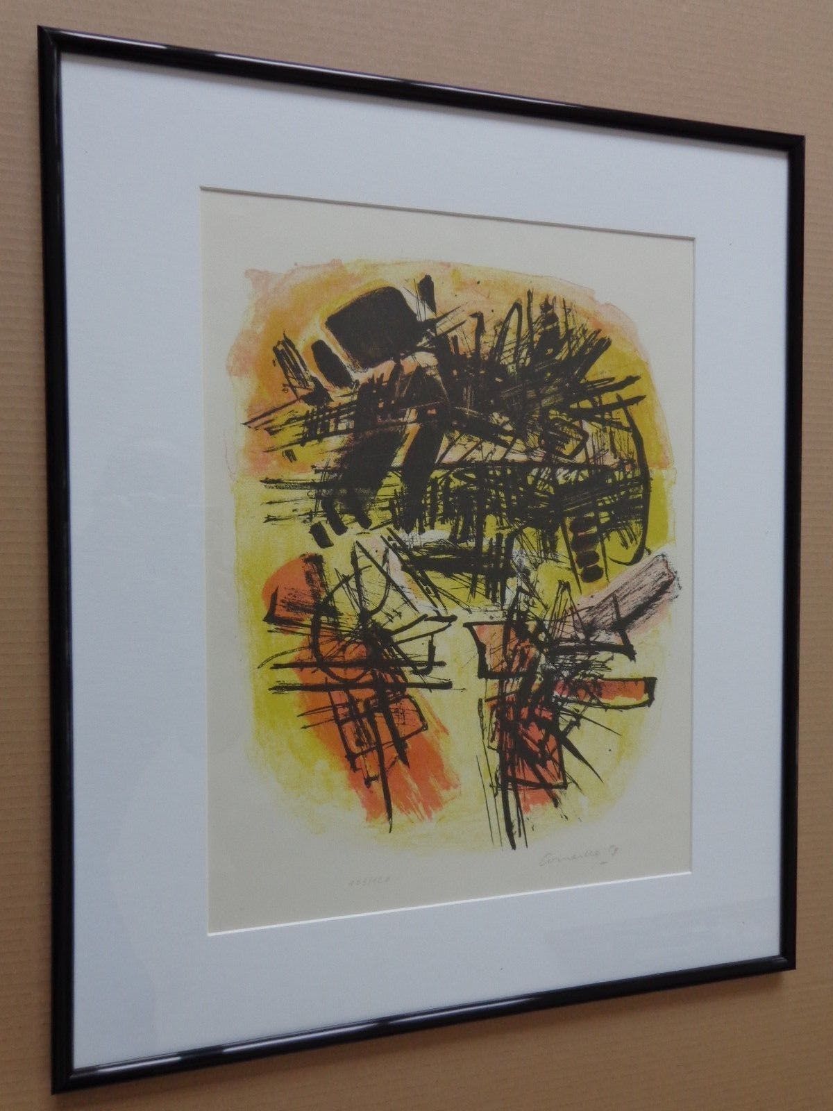 Corneille - ABSTRACTIE / KLEURLITHO / 61x51cm / KADER / SIG / 1959 kopen? Bied vanaf 245!